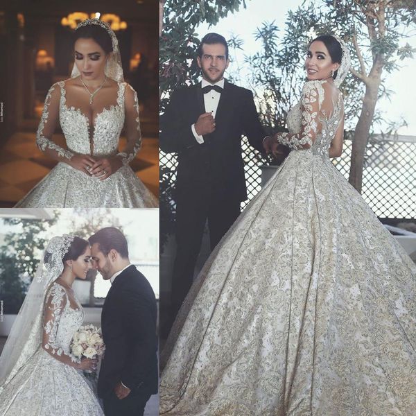 luxury bridal ball gowns beaded appliques jewel neckline floor length wedding dresses custom made robe de mariée, White
luxury bridal ball gowns beaded appliques jewel neckline floor length wedding dresses custom made robe de mariée, White