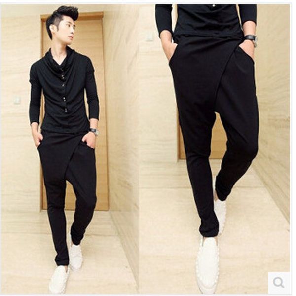wholesale-2015 new style fashion male cotton personality nightclub drop crotch hip hop trousers men harem pants, Black
wholesale-2015 new style fashion male cotton personality nightclub drop crotch hip hop trousers men harem pants, Black