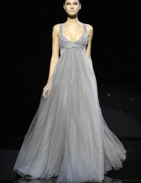 новые элегантные длинные серые вечерние платья спагетти ремни из бисера тюль длина пола линия империи талия 2019 партии платья на заказ, Black;red