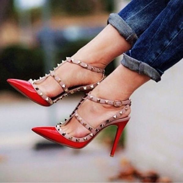 patent leather women stud sandals point toe two ankle buckles ladies high heels neon color dress shoes, Black
patent leather women stud sandals point toe two ankle buckles ladies high heels neon color dress shoes, Black