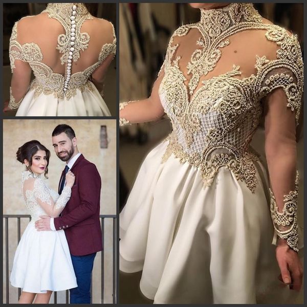 2017 short arabic cocktail dresses high neck illusion crystal beaded sheer back button long sleeves prom dresses formal homecoming gowns, Black
2017 short arabic cocktail dresses high neck illusion crystal beaded sheer back button long sleeves prom dresses formal homecoming gowns, Black