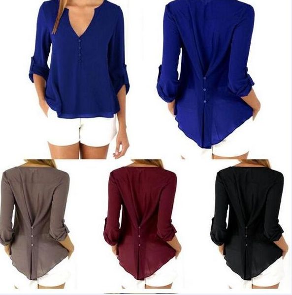 wholesale-deep v neck casual chiffon blouses long sleeves gray blusas loose casual club party women shirts kl075, White
wholesale-deep v neck casual chiffon blouses long sleeves gray blusas loose casual club party women shirts kl075, White