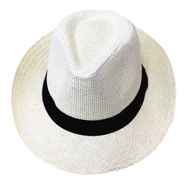 wholesale- new style white casual straw fedora hat sun hat for lovers, Blue;gray