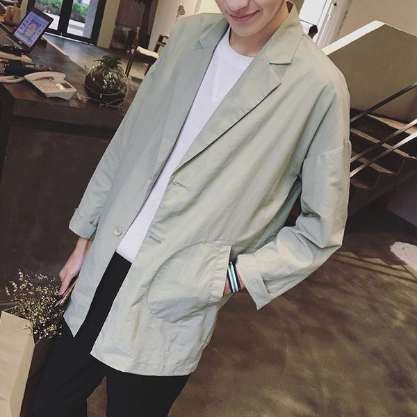 fall-summer tide male coat solid color simple long section of thin coat64, Tan;black
fall-summer tide male coat solid color simple long section of thin coat64, Tan;black
