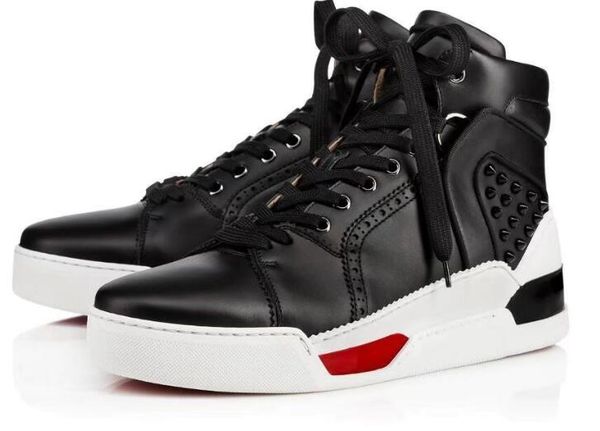 with original box 2018 new brand red bottottom high man women casual shoes genuine leather red bottoms spikes man women trainer shoes, Black
with original box 2018 new brand red bottottom high man women casual shoes genuine leather red bottoms spikes man women trainer shoes, Black