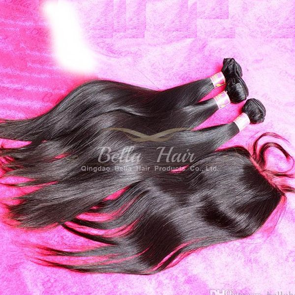 peruvian silk base lace closure 4x4 with human hair bundles silky straight natural color 4pc or 5pc lot 1034 inch bellahair, Black 
peruvian silk base lace closure 4x4 with human hair bundles silky straight natural color 4pc or 5pc lot 1034 inch bellahair, Black