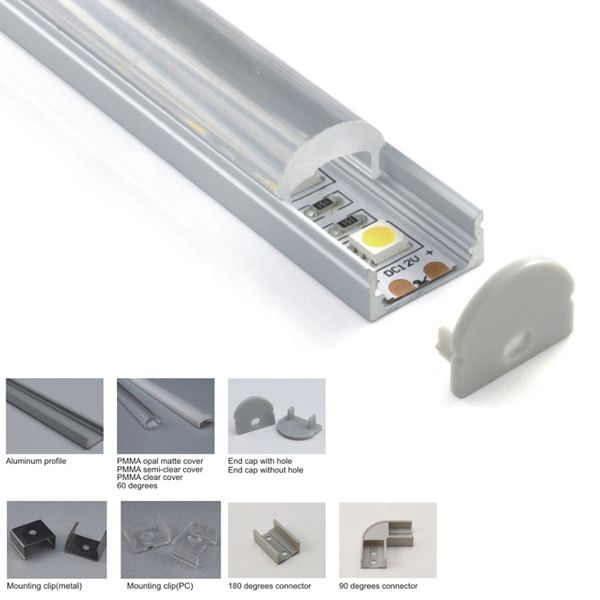 10 X 2m Sets/lot 60 Degree Beam Angle Aluminum Profile Led Domed Shape Led Aluminium Channel For Wall Ceiling Lights