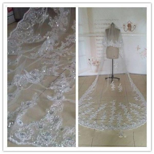 2t white ivory wedding veils cathedral lace edge comb bead bridal veil 3m beaded, Black
2t white ivory wedding veils cathedral lace edge comb bead bridal veil 3m beaded, Black