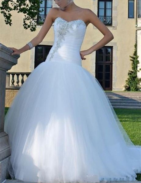2019 new design low waistline a line wedding dress sweetheart beaded appliques tulle sweep train bridal gowns custom size, White
2019 new design low waistline a line wedding dress sweetheart beaded appliques tulle sweep train bridal gowns custom size, White