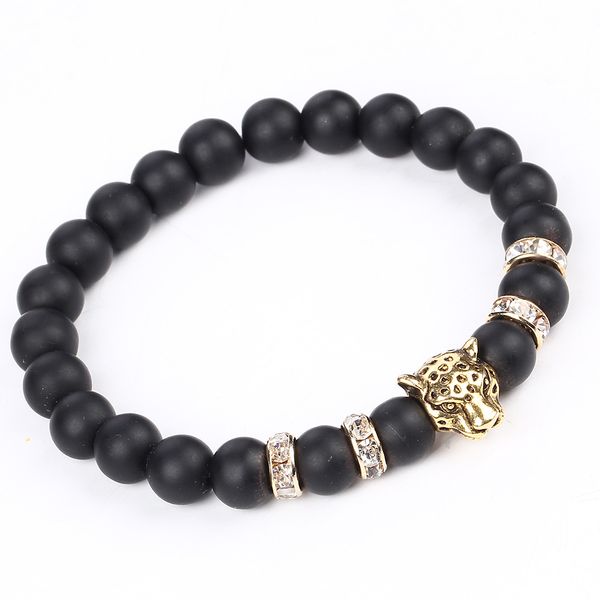 Vintage Gold Silver Plated Leopard Head Charms Bracelets Fashio Scrub Volcano Stone Beads Bracelets Men / Women Stretch Bracelets Jewelry
Vintage Gold Silver Plated Leopard Head Charms Bracelets Fashio Scrub Volcano Stone Beads Bracelets Men / Women Stretch Bracelets Jewelry