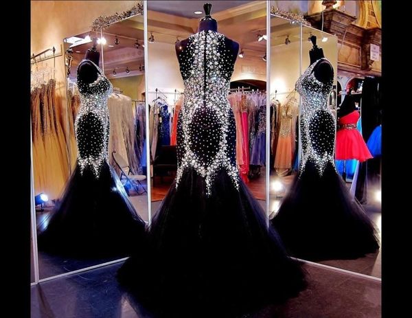 jewel neck major beading crystal mermaid prom dress 2016 long prom gowns elegant custom made, Black
jewel neck major beading crystal mermaid prom dress 2016 long prom gowns elegant custom made, Black