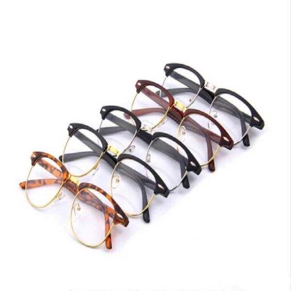 Classic Retro Clear Lens Nerd Frames Glasses Fashion New Designer Eyeglasses Vintage Half Metal Eyewear Frame