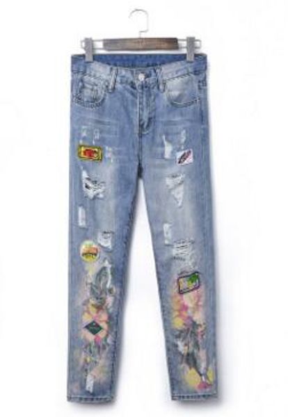 special printing women jeans pants flowers printing ripped patchwork pencil pants trousers denim for women's, Black;white
special printing women jeans pants flowers printing ripped patchwork pencil pants trousers denim for women's, Black;white