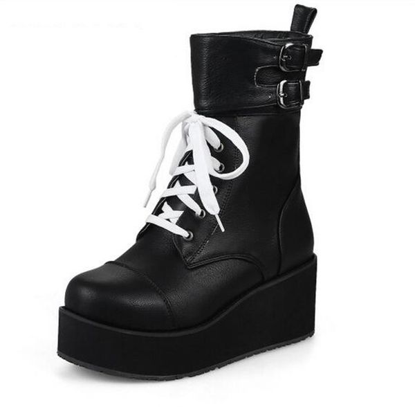 rock punk gothic boots women shoes platform creepers wedge high heels martin boots lace up motorcyle ankle boots, Black
rock punk gothic boots women shoes platform creepers wedge high heels martin boots lace up motorcyle ankle boots, Black