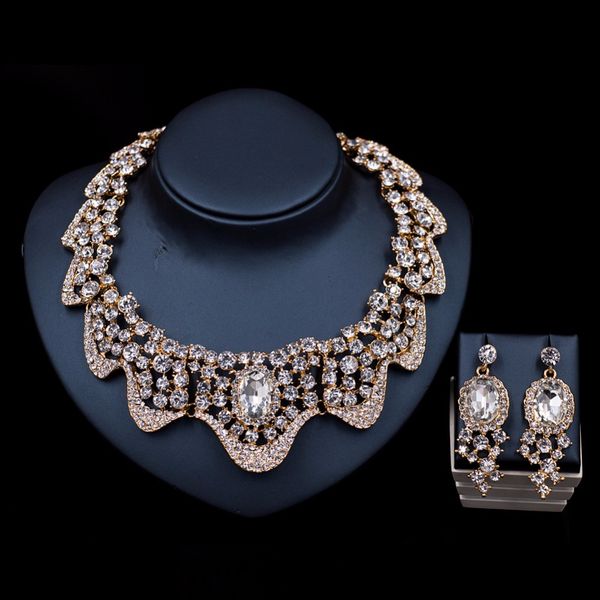 new gold metal plated necklace earrings bridal wedding jewelry sets women party jewelry accessories rhinestone pearl fashion jewelry, Black
new gold metal plated necklace earrings bridal wedding jewelry sets women party jewelry accessories rhinestone pearl fashion jewelry, Black
