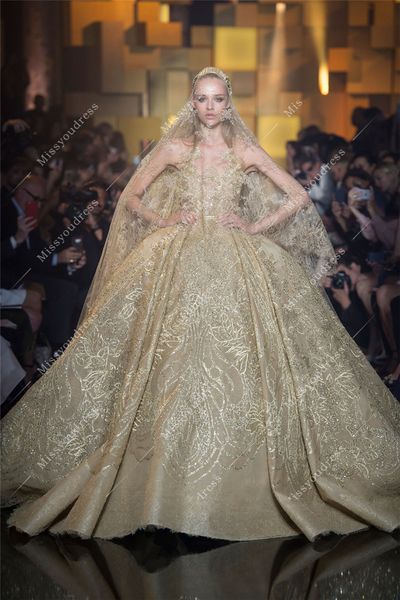 luxury elie saab lace ball gown wedding dresses sheer jewel neck appliqued plus size beaded gold bridal gowns with detachable train, White
luxury elie saab lace ball gown wedding dresses sheer jewel neck appliqued plus size beaded gold bridal gowns with detachable train, White