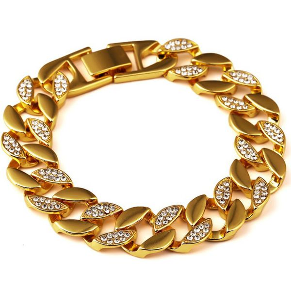 hip hop men bracelet gold color 18k gold plated iced out half rhinestone miami cuban chain bracelets bangles rock jewelry, Black
hip hop men bracelet gold color 18k gold plated iced out half rhinestone miami cuban chain bracelets bangles rock jewelry, Black