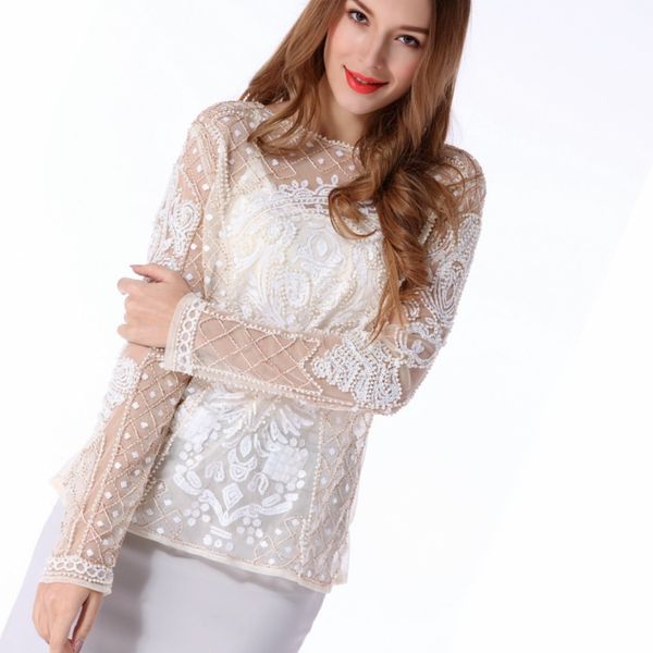 wholesale-honey moda pearl inlaid perspective gauze blouse long sleeve v-neck blusas cs4591, White
wholesale-honey moda pearl inlaid perspective gauze blouse long sleeve v-neck blusas cs4591, White