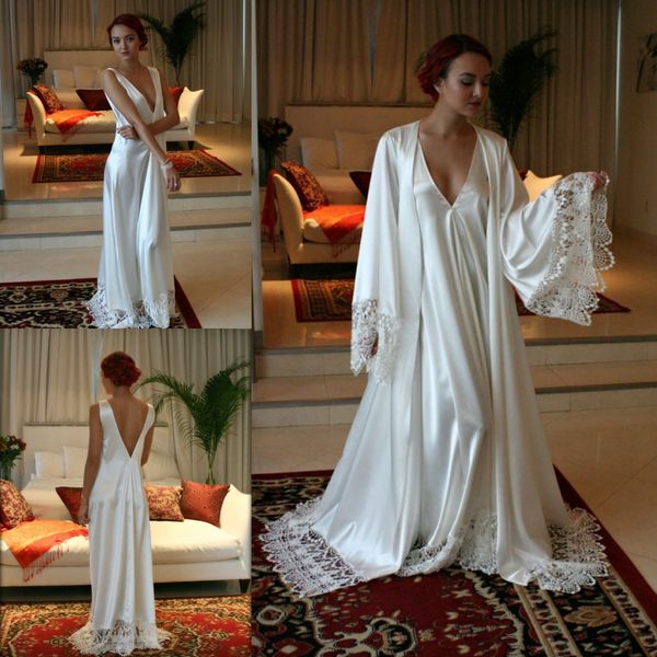 Two Pieces Bridesmaid Bride Robes Custom Made Silk Satin Bathrobe Wedding Party Robe For Women Floor Length Lace Sleepwear
Two Pieces Bridesmaid Bride Robes Custom Made Silk Satin Bathrobe Wedding Party Robe For Women Floor Length Lace Sleepwear