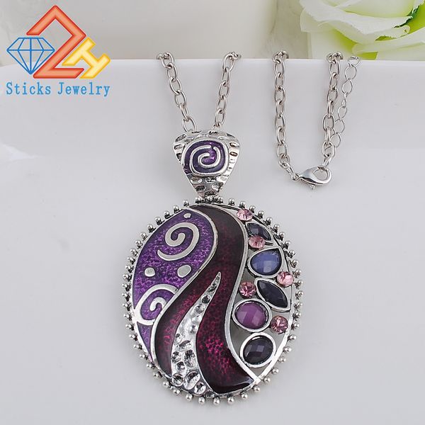 vintage necklace european and american popular retro enamel necklace pendant, Silver
vintage necklace european and american popular retro enamel necklace pendant, Silver