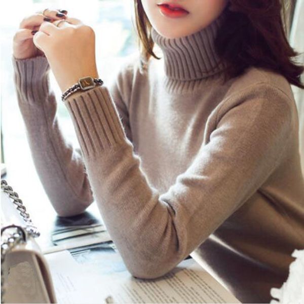women high neck sweater long sleeve turtle neck knitted pullovers solid knit cashmere for autumn winter lsf, White;black
women high neck sweater long sleeve turtle neck knitted pullovers solid knit cashmere for autumn winter lsf, White;black