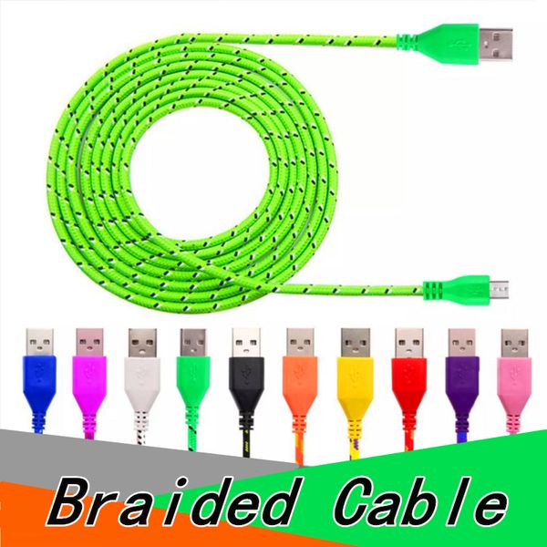 Braided Micro U B Cable Type C Cable 1m 2m 3m For Android High Peed Phone Charger Ync Data Cord For Am Ung Lg