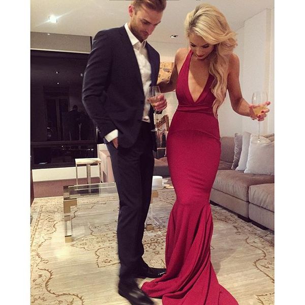 custom made charming mermaid prom dress halter evening dress v neck prom dress new arrival, Black
custom made charming mermaid prom dress halter evening dress v neck prom dress new arrival, Black