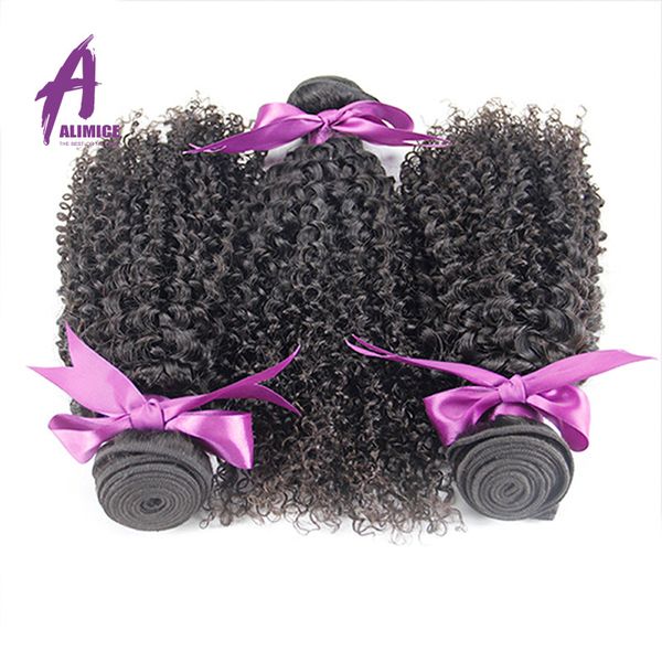 

wholesale-alimice 7a unprocessed natural brazilian kinky curly virgin hair products 3-4pcs afro kinky human hair extension weave bundles, Black;brown