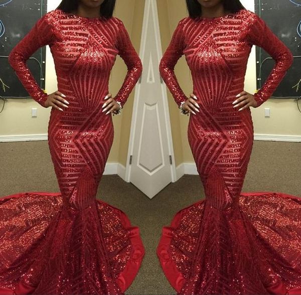 red sequined mermaid prom dress high neck long sleeve arab muslim robe de soiree formal evening gowns vestido de festa, Black
red sequined mermaid prom dress high neck long sleeve arab muslim robe de soiree formal evening gowns vestido de festa, Black