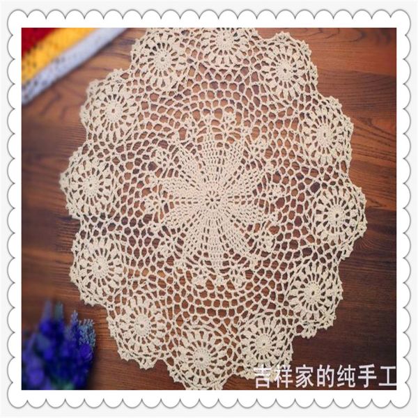 wholesale- 2016 new arrival 40 45 50cm round natural cotton crocheted lace mat as rustic household items for dinning table decoration
wholesale- 2016 new arrival 40 45 50cm round natural cotton crocheted lace mat as rustic household items for dinning table decoration