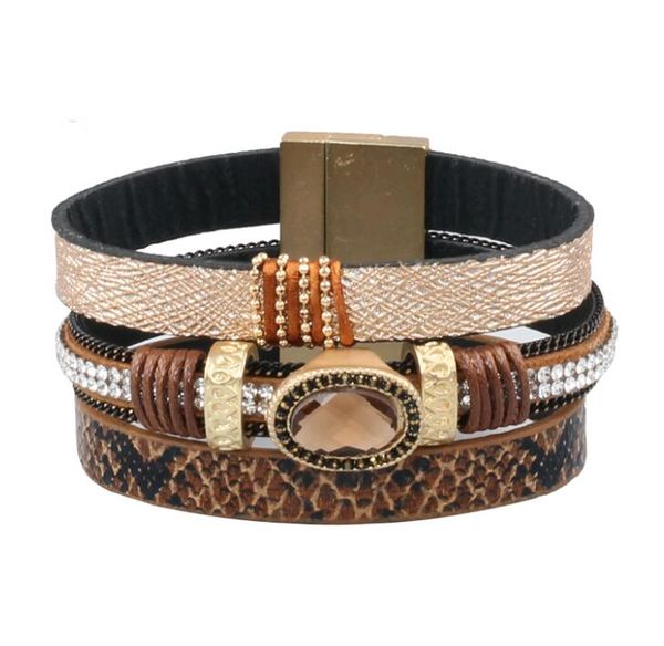 fashion trends multilayer leather bracelet magnetic clasp black brown alloy gems stone bangles jewelry high quality, Golden;silver
fashion trends multilayer leather bracelet magnetic clasp black brown alloy gems stone bangles jewelry high quality, Golden;silver