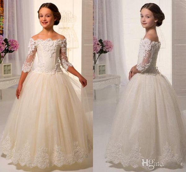 white or ivory half sleeve strapless formal lace tulle custom cute little flower girl dress floor length little kids party birthday dress 92, White;blue
white or ivory half sleeve strapless formal lace tulle custom cute little flower girl dress floor length little kids party birthday dress 92, White;blue