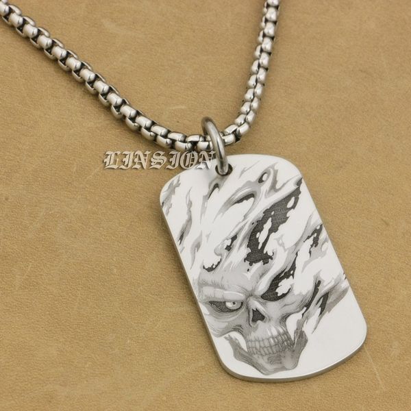 linsion 316l stainless steel high detail laser deep engraved fire skull mens biker punk pendant dogtag 9x113 steel necklace 24 inches, Silver
linsion 316l stainless steel high detail laser deep engraved fire skull mens biker punk pendant dogtag 9x113 steel necklace 24 inches, Silver