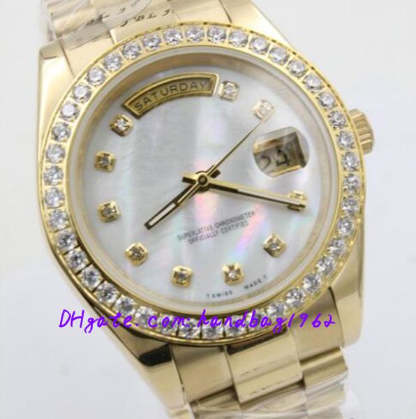 new luxury mens watch day date diamond bezel shell dial automatic movement mechanical sapphire glass gold stainless steel men watches, Slivery;brown
new luxury mens watch day date diamond bezel shell dial automatic movement mechanical sapphire glass gold stainless steel men watches, Slivery;brown