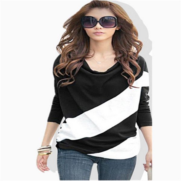 new fashion han edition dress 2017 spring batwing coat color matching long sleeve blouse loose t-shirts of big yards, White
new fashion han edition dress 2017 spring batwing coat color matching long sleeve blouse loose t-shirts of big yards, White