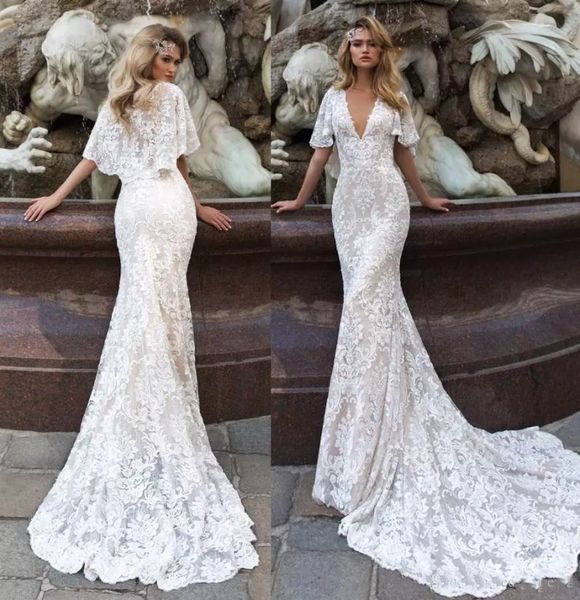 new fashion mermaid wedding dresses custom made with cape v neck lace applique bridal gowns sweep train wedding dress vestidos de novia, White
new fashion mermaid wedding dresses custom made with cape v neck lace applique bridal gowns sweep train wedding dress vestidos de novia, White