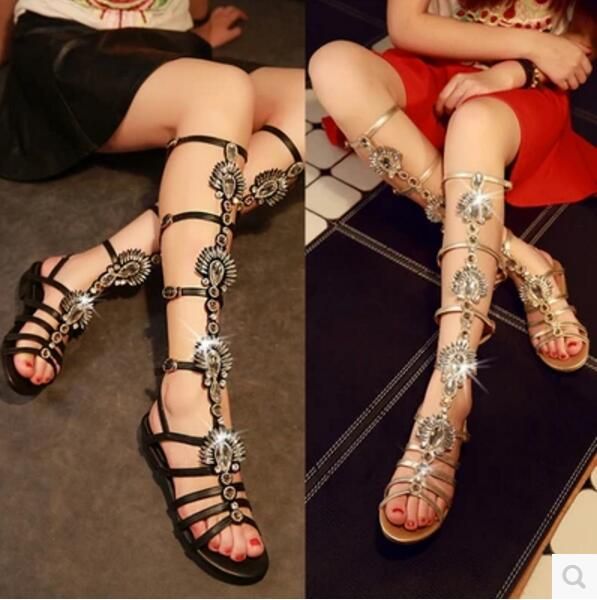 2017 fashion women knee high summer booties thin heel lady gold diamond lace up booties glitter rhinestone stud gladiator sandals boots, Black
2017 fashion women knee high summer booties thin heel lady gold diamond lace up booties glitter rhinestone stud gladiator sandals boots, Black