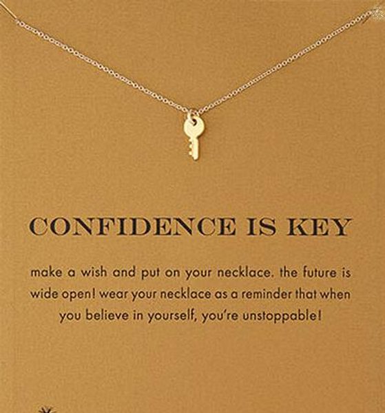 with card silver and gold color cute dogeared necklace with key(confidence is key), no fade, and
with card silver and gold color cute dogeared necklace with key(confidence is key), no fade, and