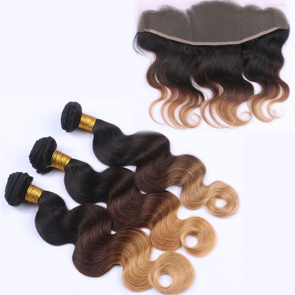 brazilian ombre human hair weaves with closure body wave three tone 1b/4/27 honey blonde ombre 3bundles with 1pc 13x4 lace frontal, Black;brown
brazilian ombre human hair weaves with closure body wave three tone 1b/4/27 honey blonde ombre 3bundles with 1pc 13x4 lace frontal, Black;brown