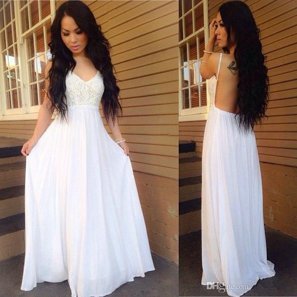 2019 new chiffon beach wedding dresses spaghetti strap bohemia style floor length empire backless lace bridal gowns robe de mariage w903, White
2019 new chiffon beach wedding dresses spaghetti strap bohemia style floor length empire backless lace bridal gowns robe de mariage w903, White