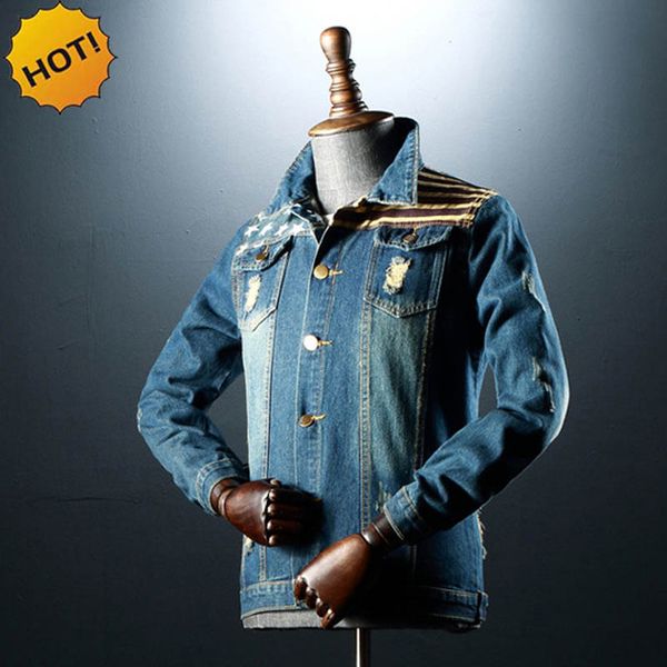 2017 indoor distressed hole ripped denim jacket men vintage slim fit student teenagers coat retro motorcycle outerwear, Black;brown
2017 indoor distressed hole ripped denim jacket men vintage slim fit student teenagers coat retro motorcycle outerwear, Black;brown