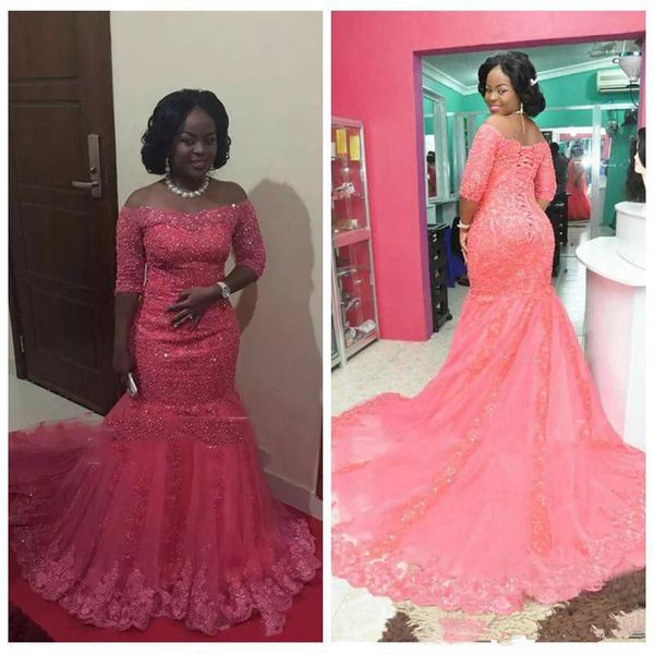 fuchsia beaded lace mermaid prom dresses 2019 off the shoulder half sleeves plus size evening party gowns african formal dresses custom, Black
fuchsia beaded lace mermaid prom dresses 2019 off the shoulder half sleeves plus size evening party gowns african formal dresses custom, Black