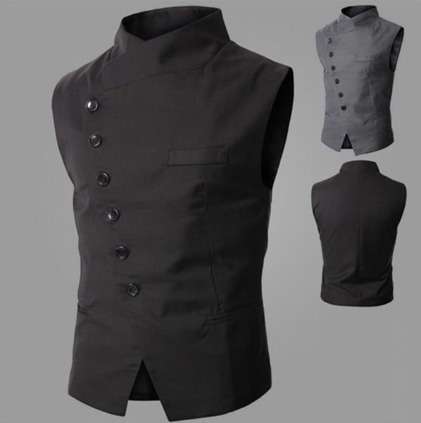 sports vest sleeveless men blazer incline single breasted stand collar irregular placket men dress vest 2017 fashion casuall, Black;white
sports vest sleeveless men blazer incline single breasted stand collar irregular placket men dress vest 2017 fashion casuall, Black;white
