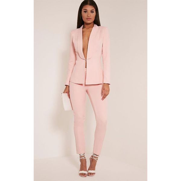 New Light Pink 2017 fashion womens business suits ladies elegant formal pant suits for weddings female trouser suits Custom
New Light Pink 2017 fashion womens business suits ladies elegant formal pant suits for weddings female trouser suits Custom