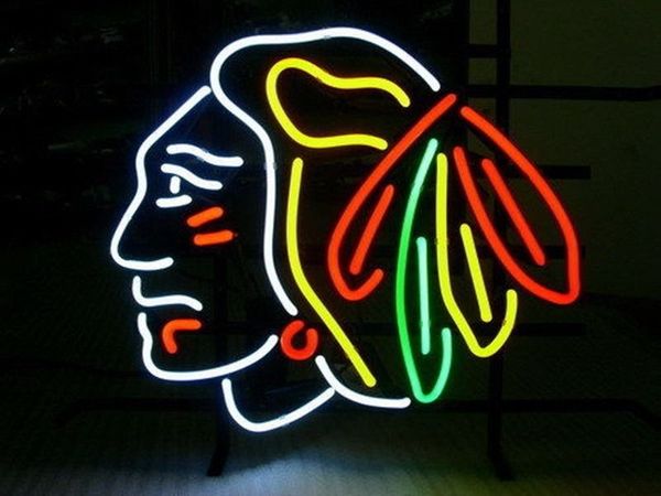 17"x14" Chicago Blackhawks Glass Tube Neon Light Sign Beer Bar Custom Wall Lighting