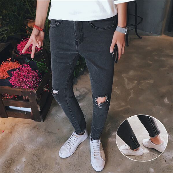 wholesale-2016 new denim ripped jeans for men skinny distressed slim designer biker hip hop gray jeans zipper decoration, Blue
wholesale-2016 new denim ripped jeans for men skinny distressed slim designer biker hip hop gray jeans zipper decoration, Blue