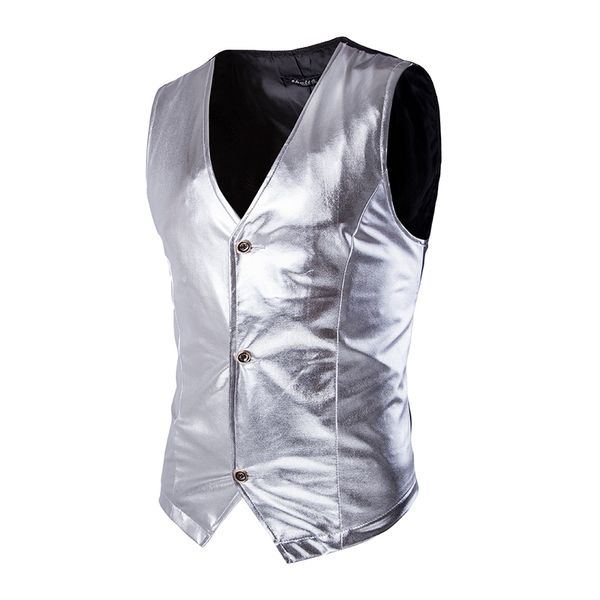 new gold silver black bright surface vest bar singer han edition cultivate one's morality nightclub male host stage costumes vest, Black;white
new gold silver black bright surface vest bar singer han edition cultivate one's morality nightclub male host stage costumes vest, Black;white