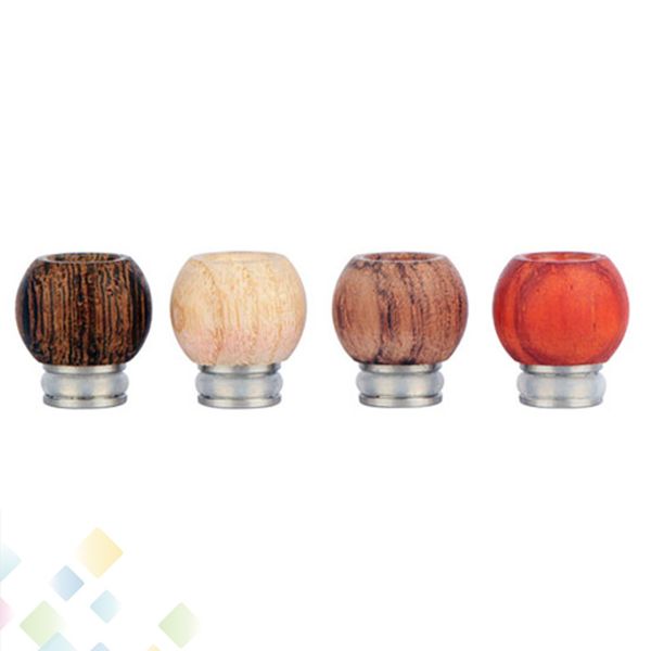 

New Type Wood Stainless Steel Drip Tip Mouthpieces Spherical Woody for 510 Electronic Cigarette RDA Atomizer DHL Free