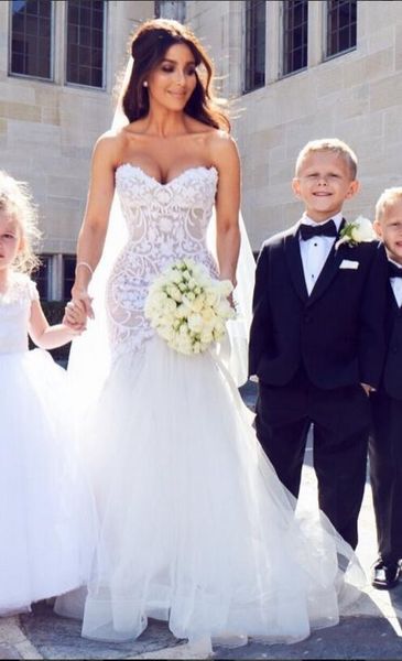 2020 arabic plus size mermaid wedding dresses sweetheart beads lace applique strapless tulle illusion backless court train bridal gowns, White
2020 arabic plus size mermaid wedding dresses sweetheart beads lace applique strapless tulle illusion backless court train bridal gowns, White