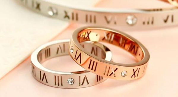 stylish fine hollow lucky roman numerals plated rose gold temperament titanium steel ring, Golden;silver
stylish fine hollow lucky roman numerals plated rose gold temperament titanium steel ring, Golden;silver